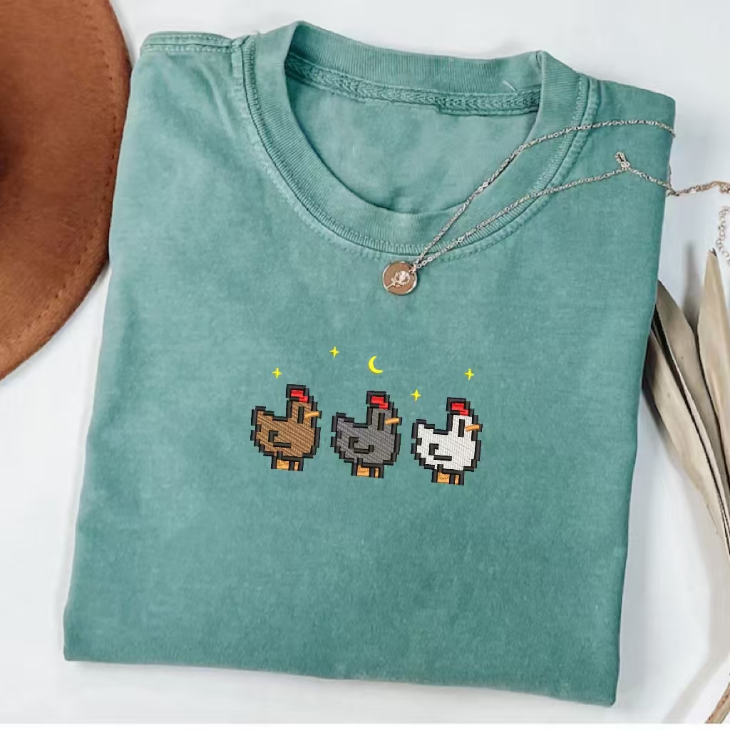 Embroidered Stardew Valley Chicken T-shirt