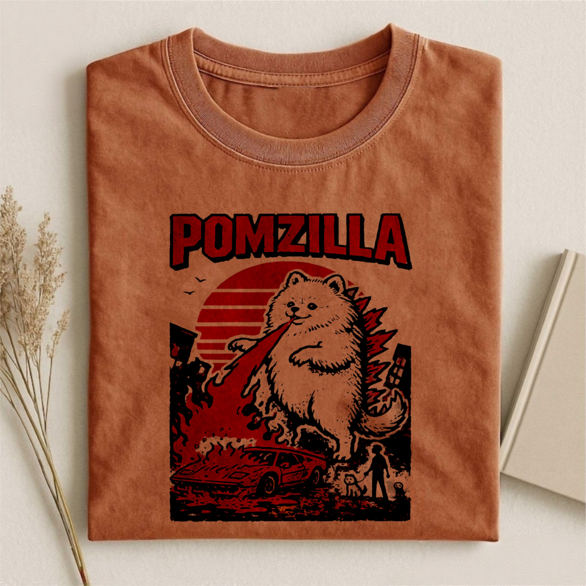 Funny Pomeranian Godzilla T-shirt