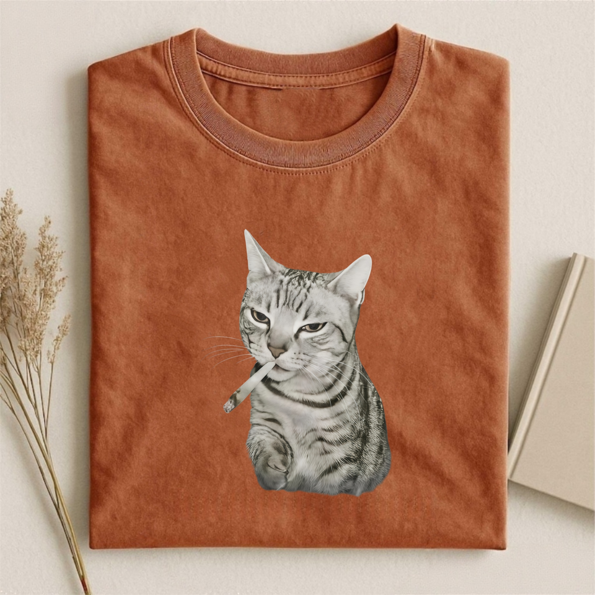 Vintage Smoking Cat Meme T-shirt