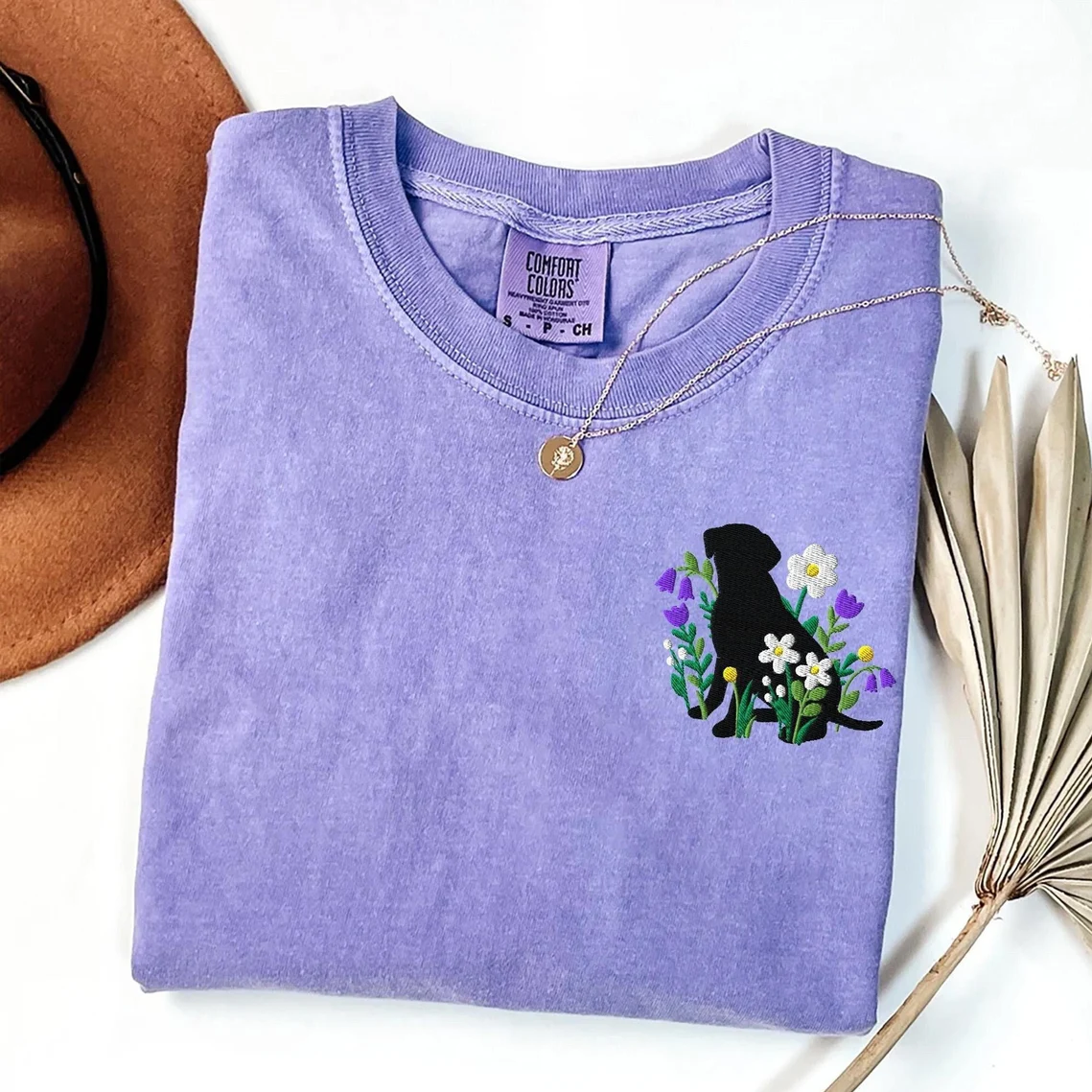 Embroidered Black Lab Cottagecore Shirt