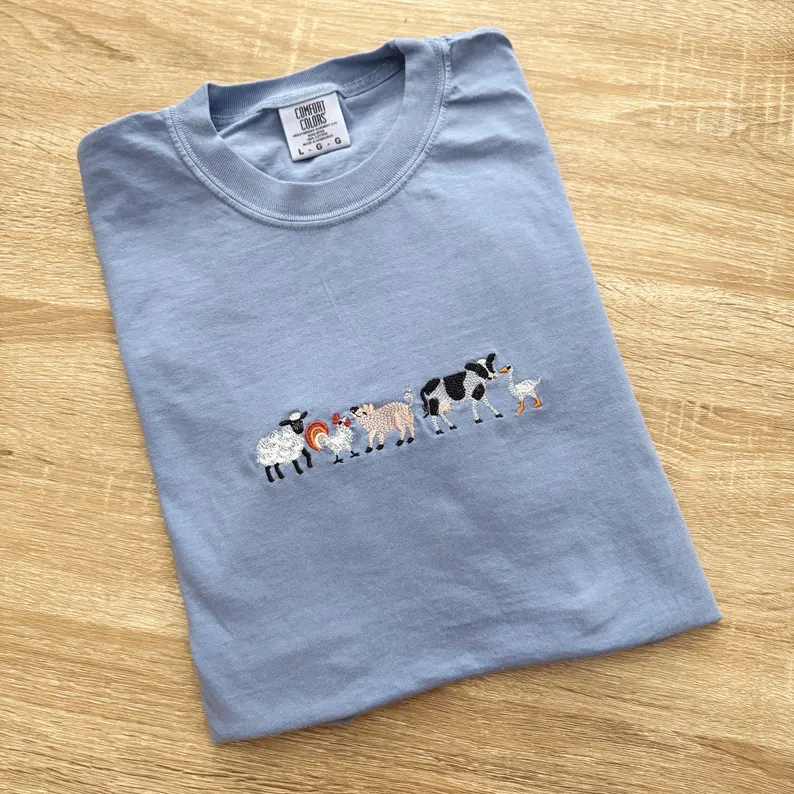 Embroidered Farm Animals Comfort Colors Tee