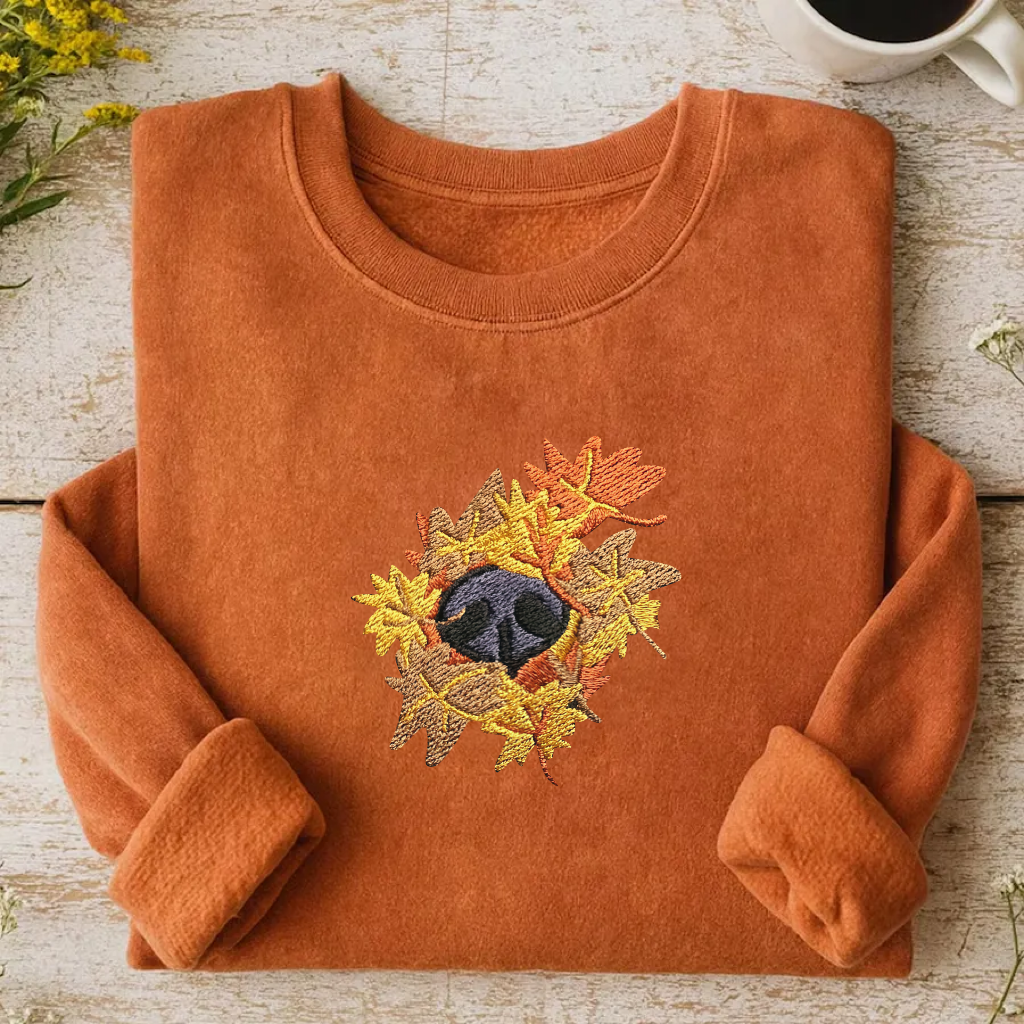 Autumn Boop Dog Nose Embroidered T-Shirt