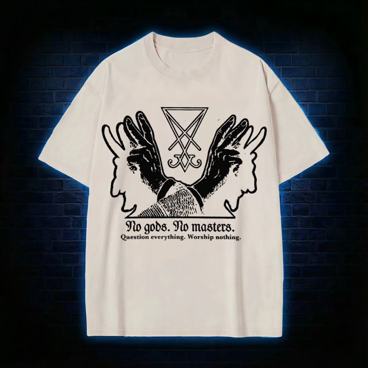 No Gods No Masters Sigil of Lucifer Washed T-shirt