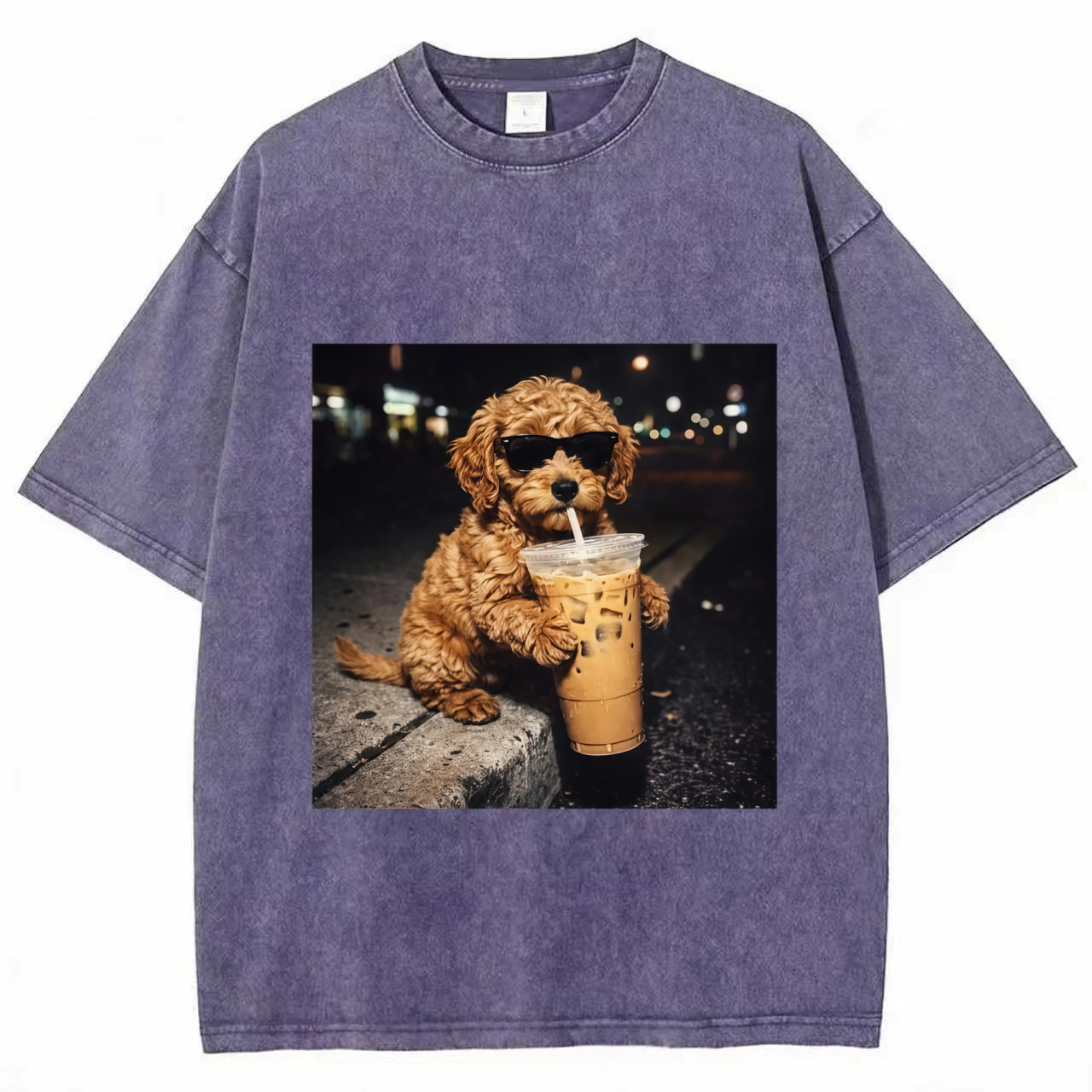 Funny Goldendoodle Drinking Iced Coffee T-Shirt