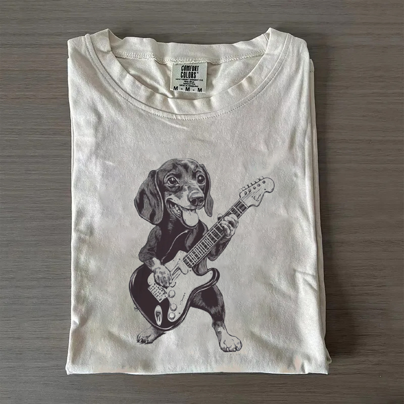 Wiener Dog Playing Guitar T-shirt