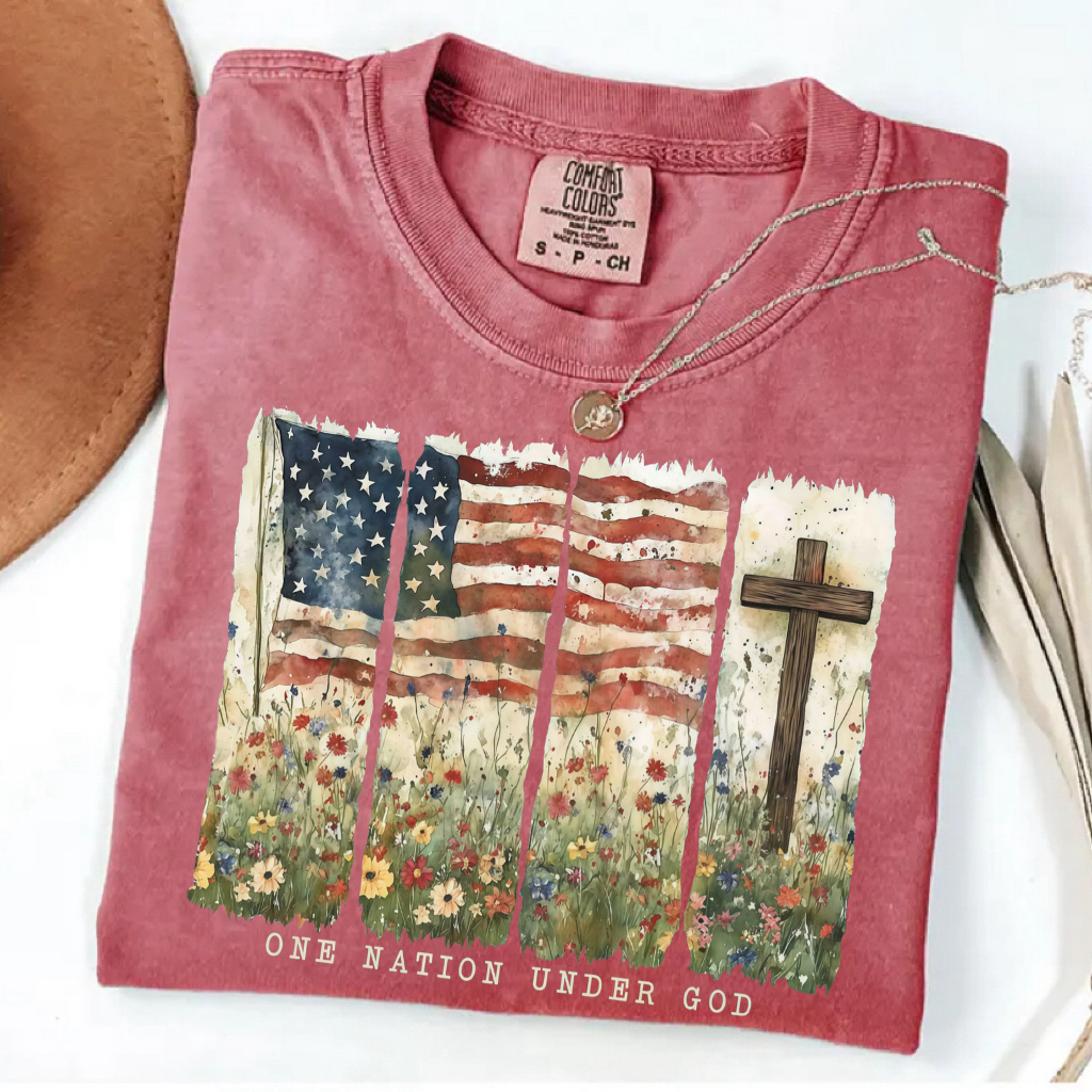Comfort Colors One Nation Under God Flag T-Shirt