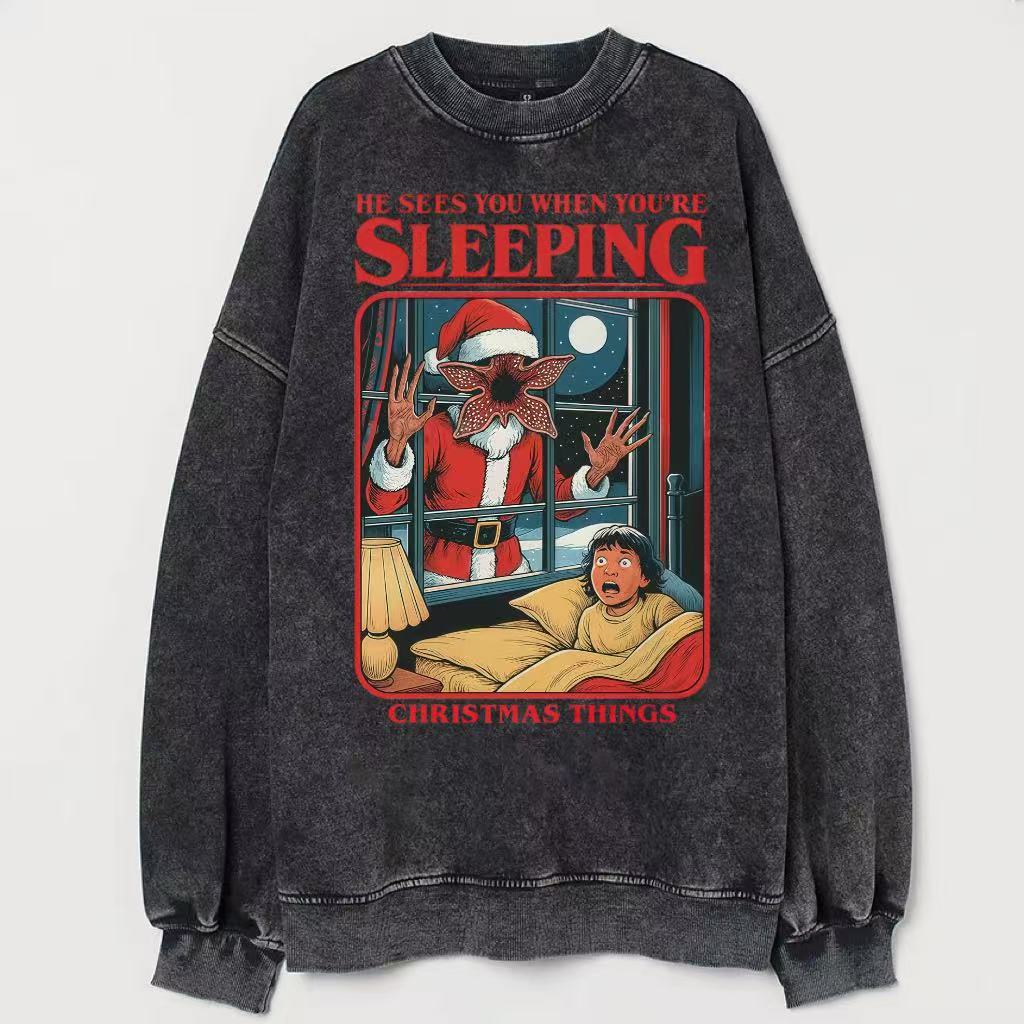 Vintage Creepy Stranger Christmas Ugly Graphic Shirt
