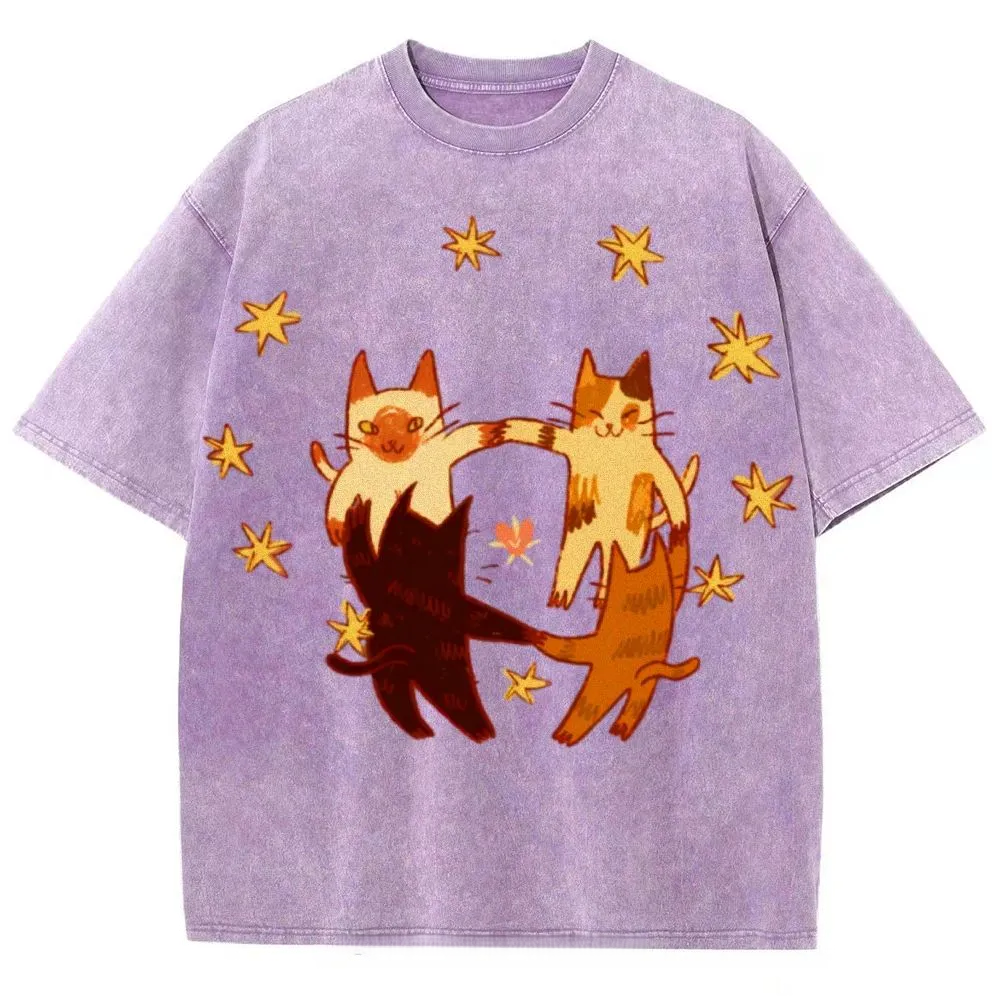 Circle Cats Washed T-Shirt