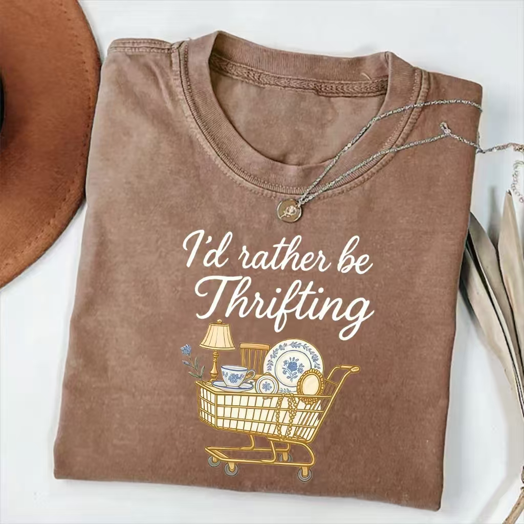 "I’d Rather Be Thrifting" Thrift Shopping Graphic T-Shirt