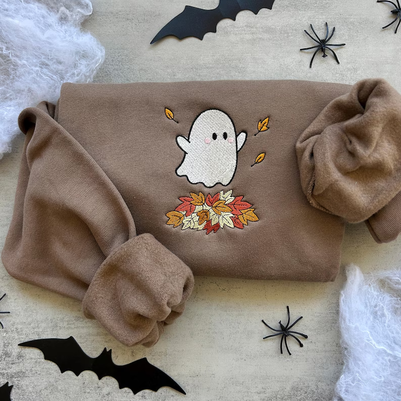 Embroidered Fall Ghost Sweatshirt