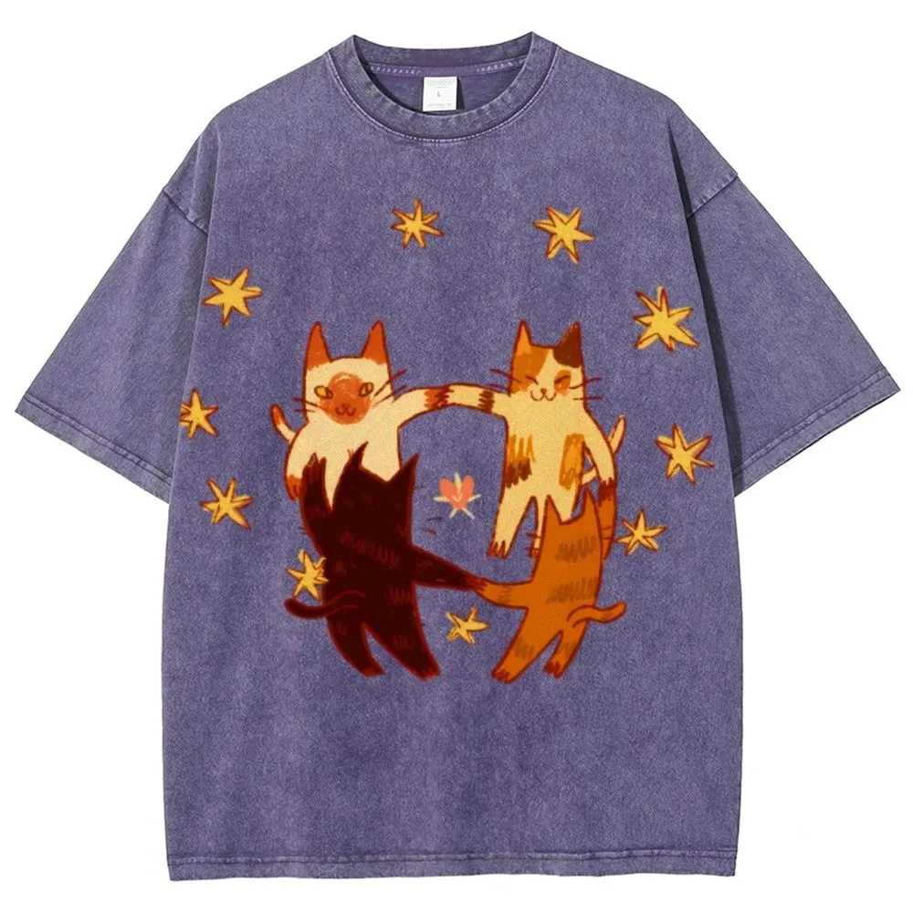 Circle Cats Washed T-Shirt