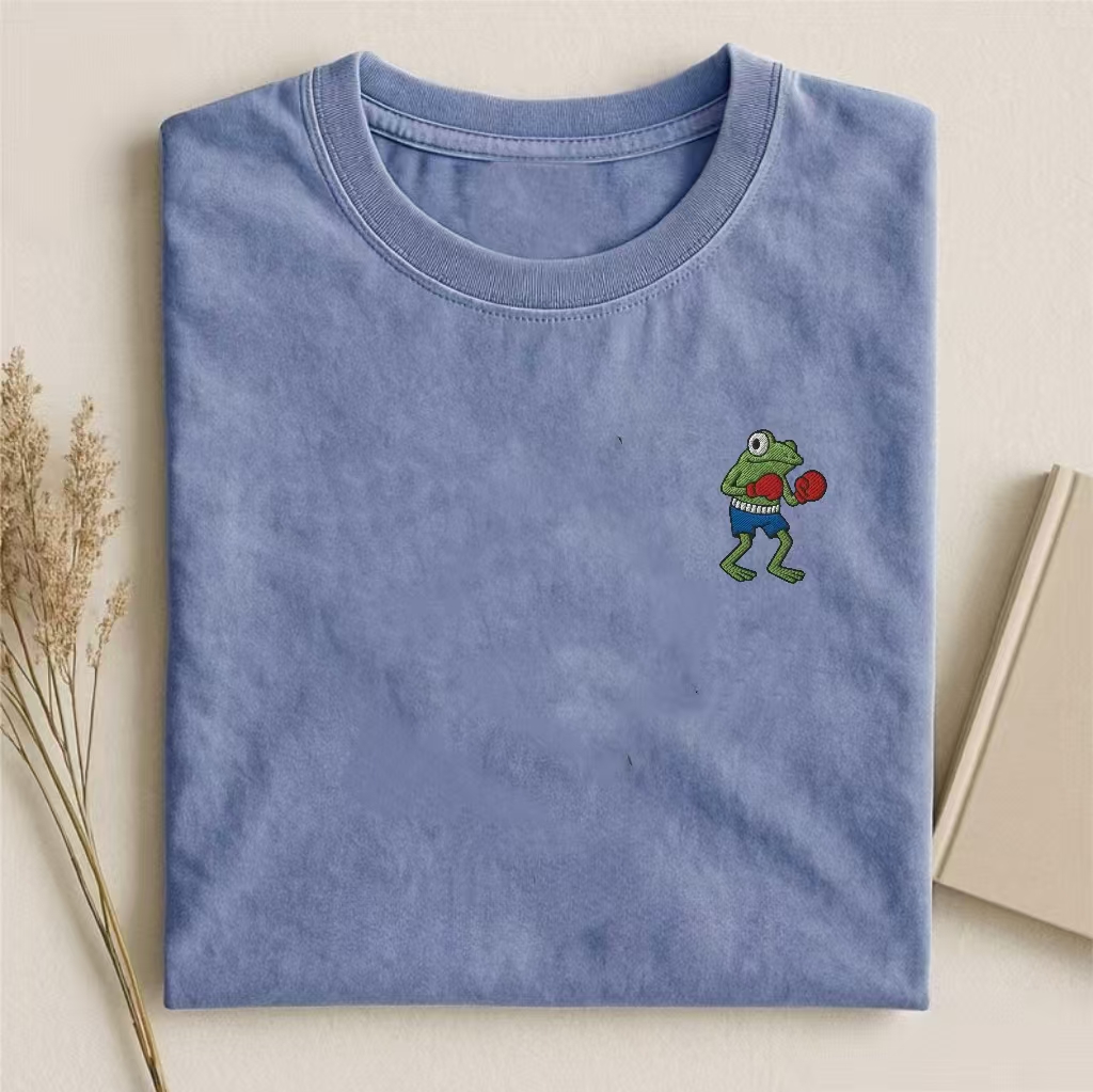 Boxing Frog Embroidered T-shirt