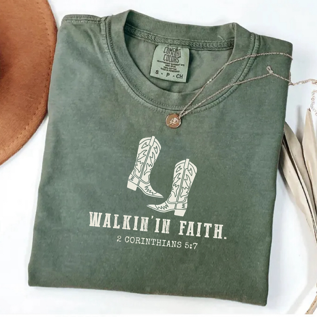 Walkin'in Faith 2 Corinthians 5:7 Comfort Colors T-shirt