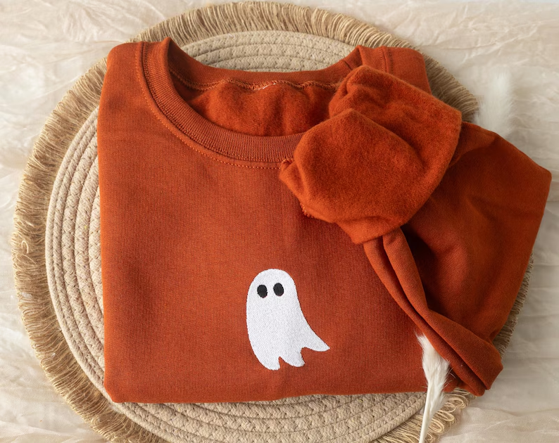 Embroidered Cute Ghost Sweatshirt