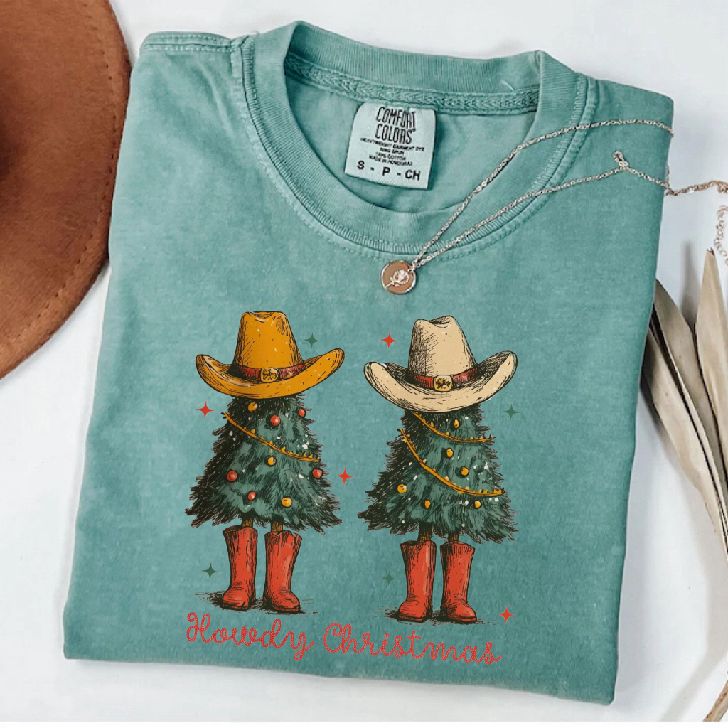 Retro Western Christmas Tree T-shirt