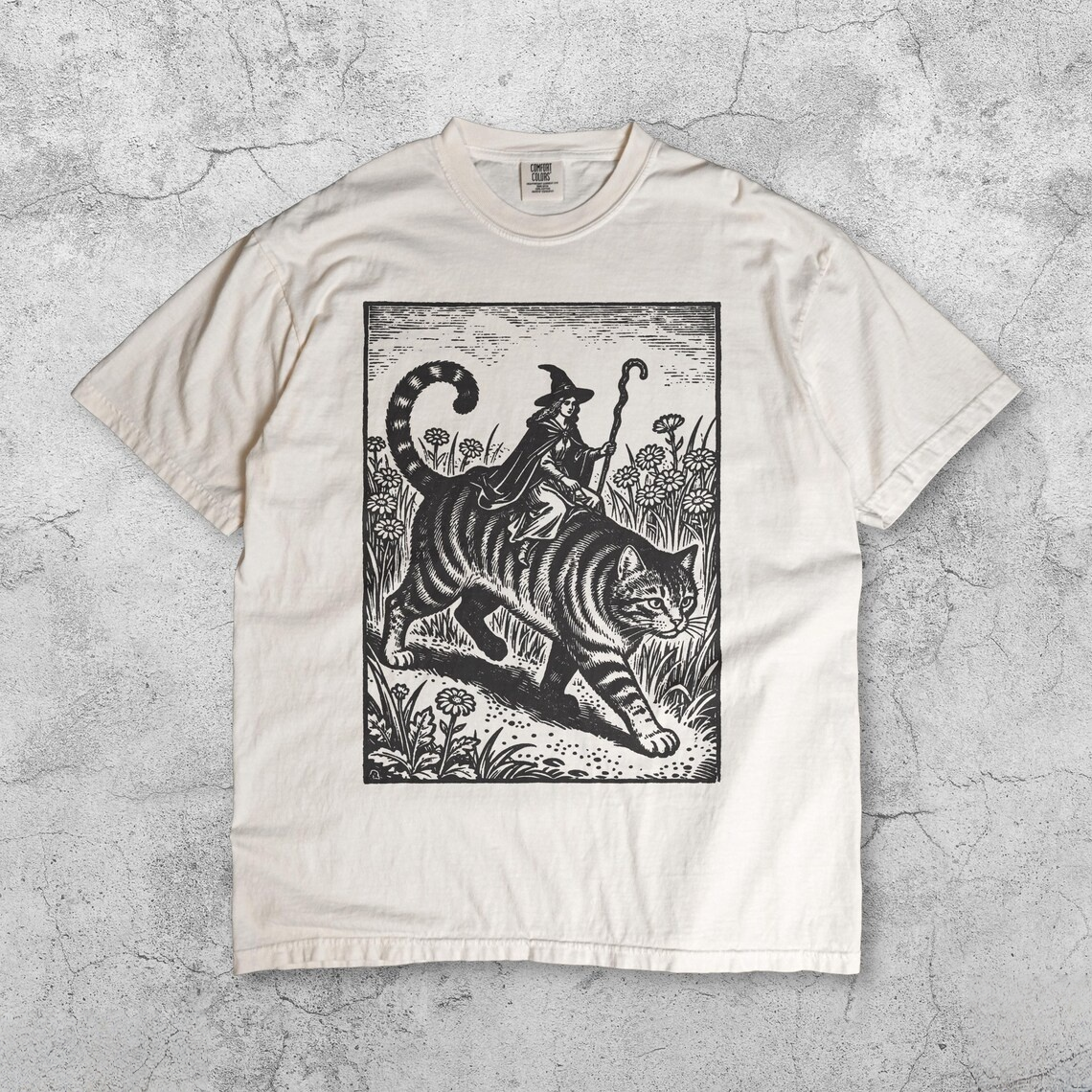 Witch Cat Rider Vintage T-Shirt