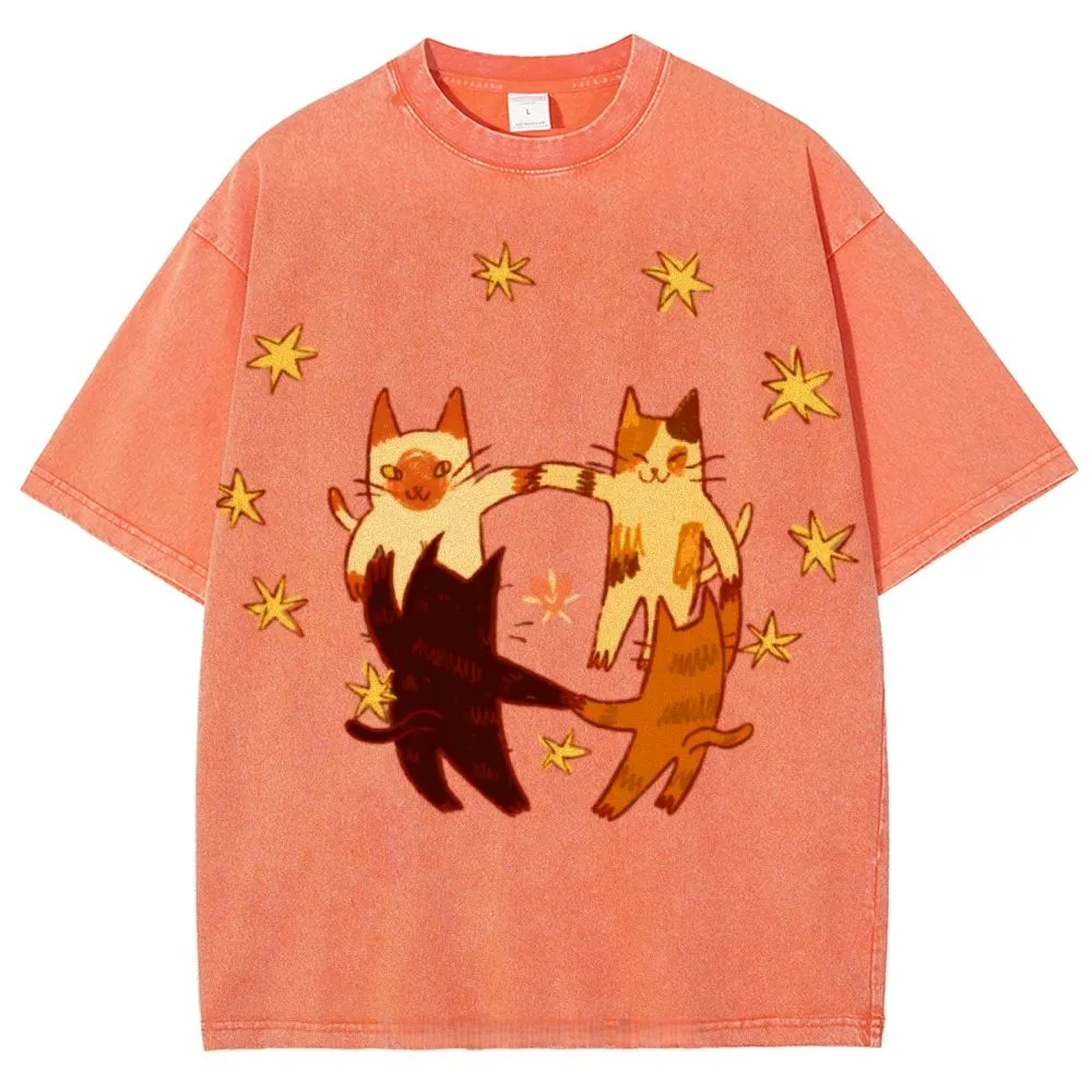 Circle Cats Washed T-Shirt