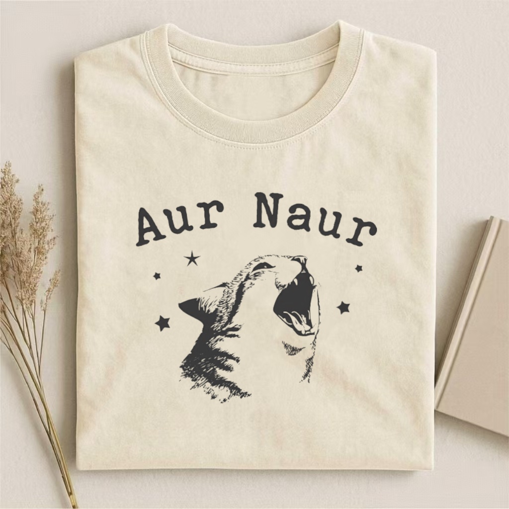 "Aur Naur" Screaming Cat Meme Graphic T-Shirt