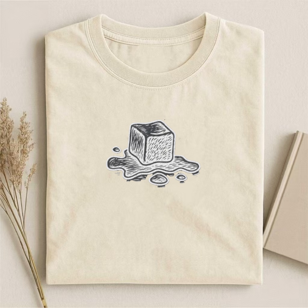 Melting Ice Cube Sketch Graphic T-Shirt