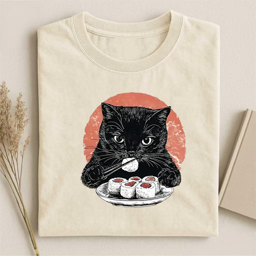 Cat Eating Delicious Sushi T-shirt