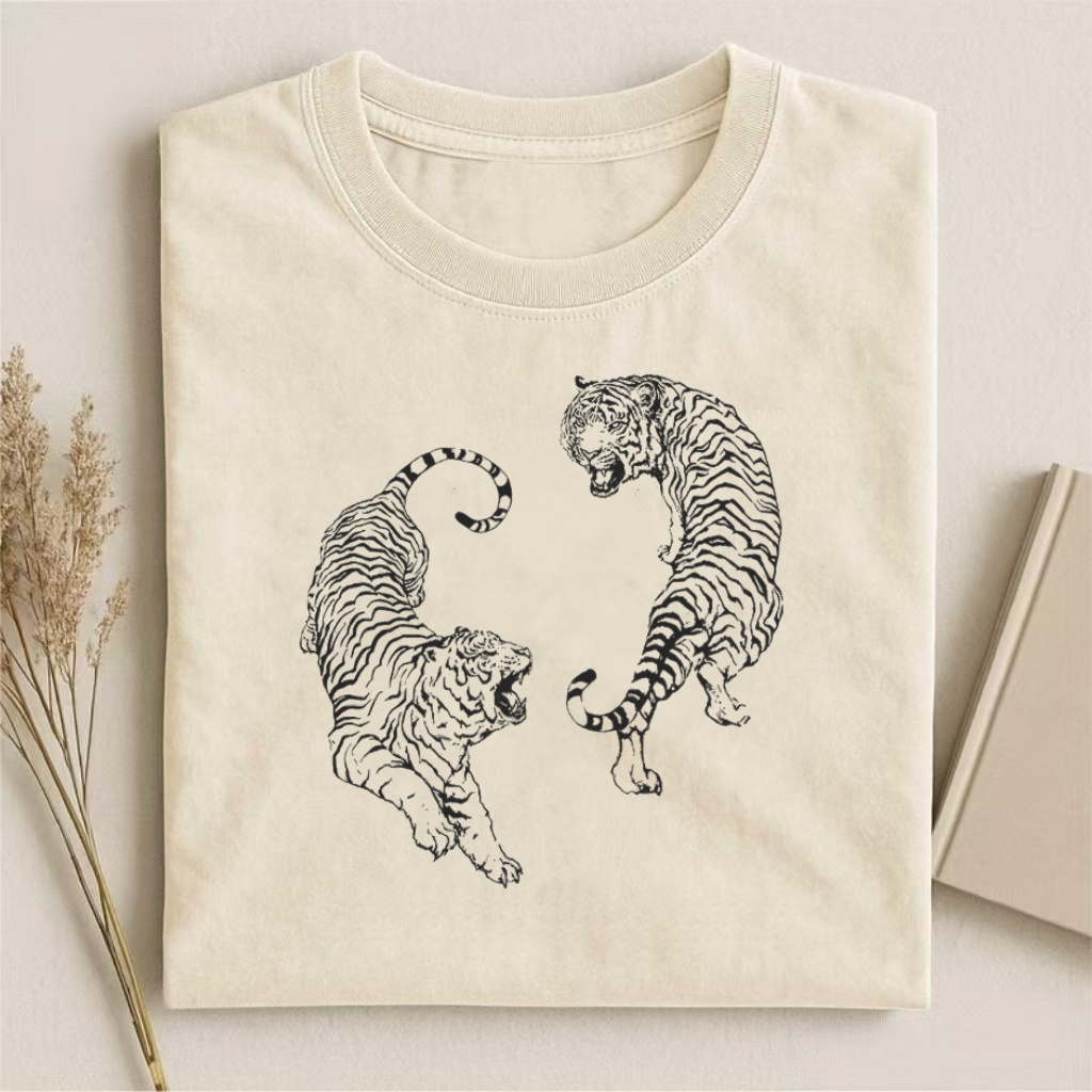 Dual Tiger Yin Yang Graphic T-shirt