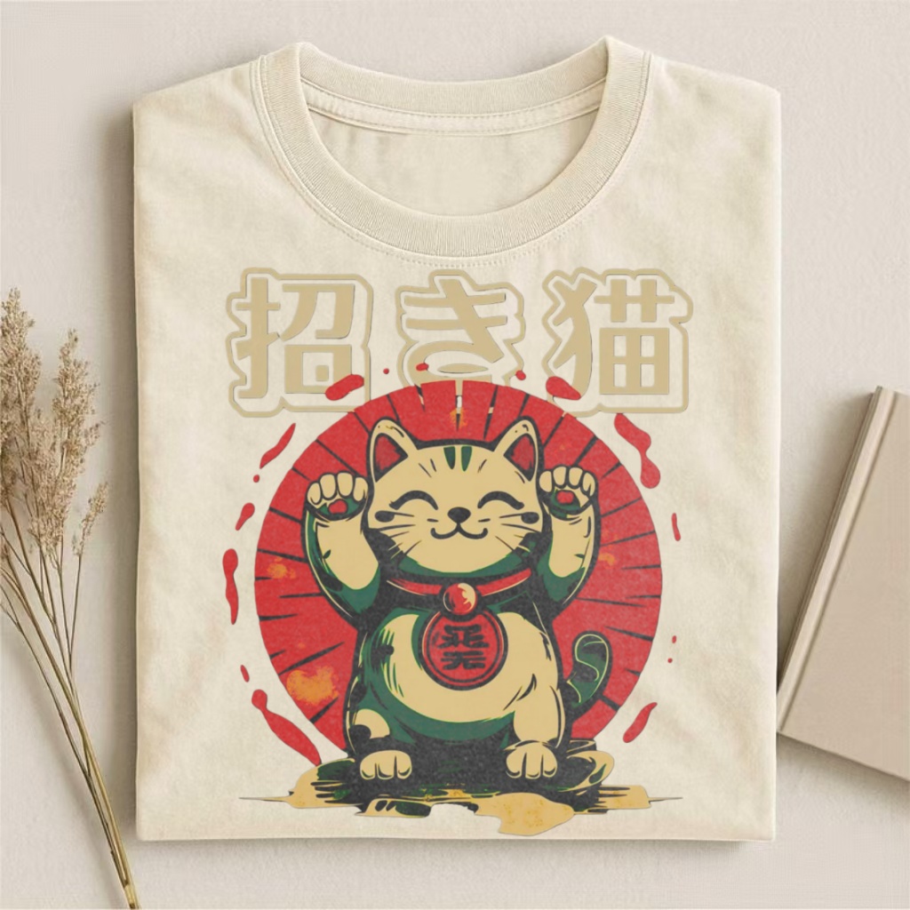 Retro Maneki Neko Lucky Cat T-shirt
