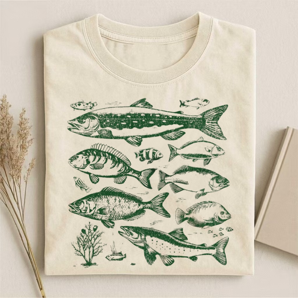 Vintage Fish Species Collage T-shirt