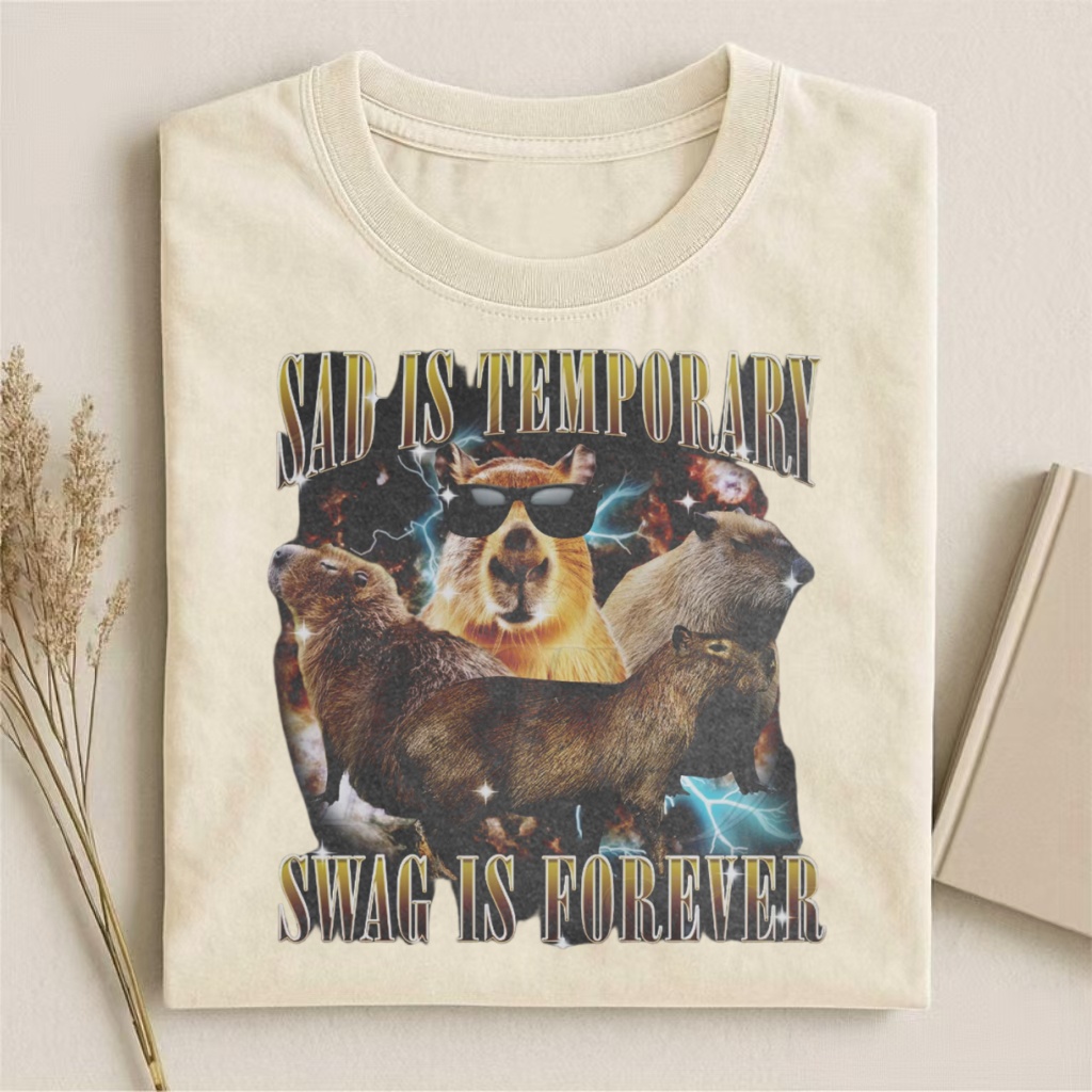 "Sad Is Temporary, Swag Is Forever" Capybara T-shirt