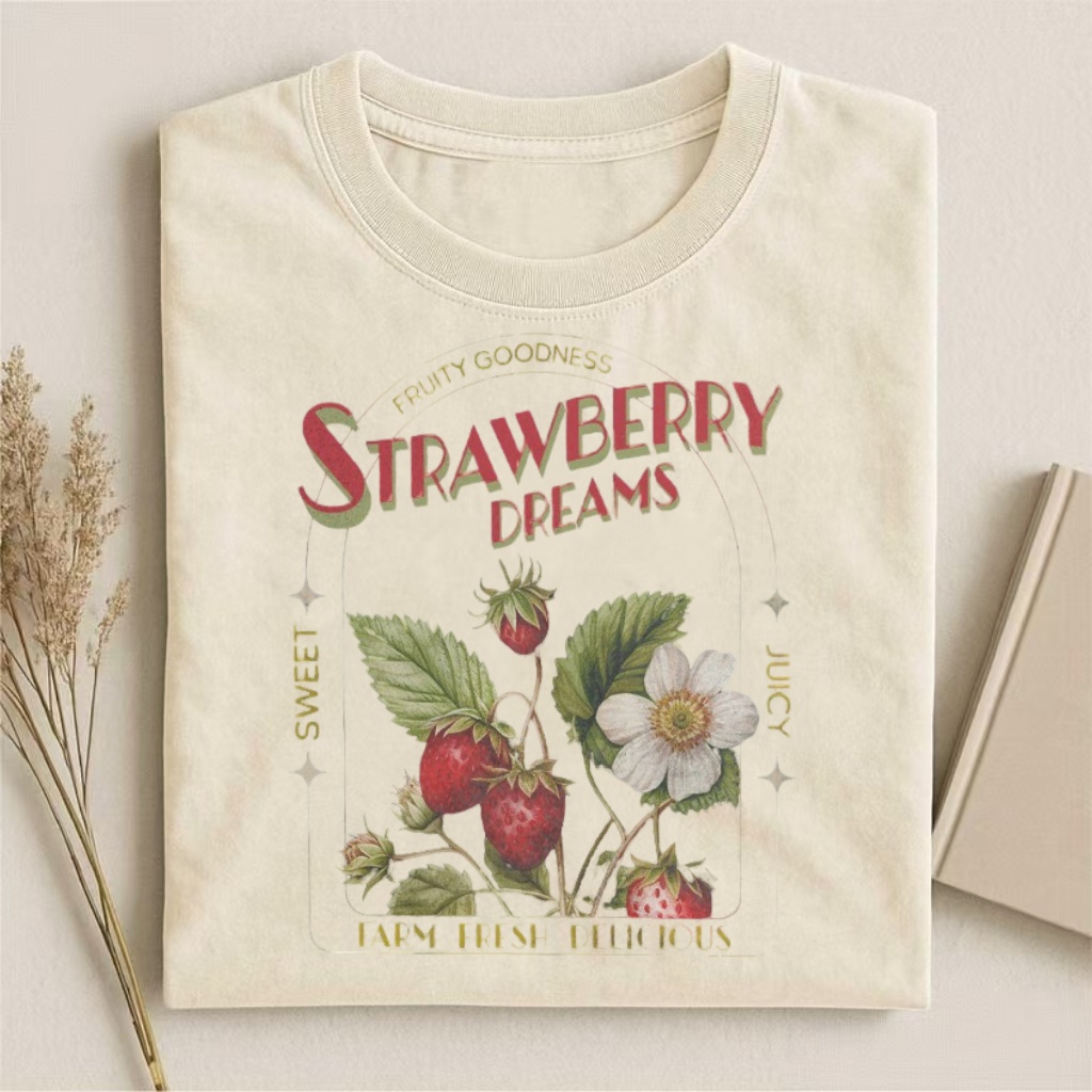 "Strawberry Dreams" Retro Fruit Graphic T-shirt