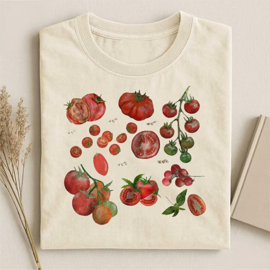 Watercolor Tomato Collage Art T-shirt