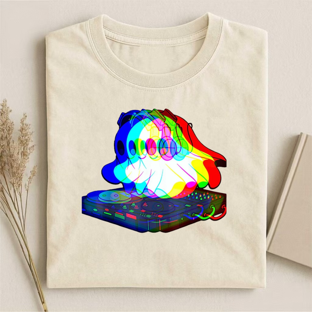Rainbow Ghost DJ Graphic T-shirt