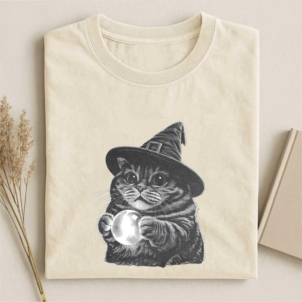 Witch Cat Retro T-shirt