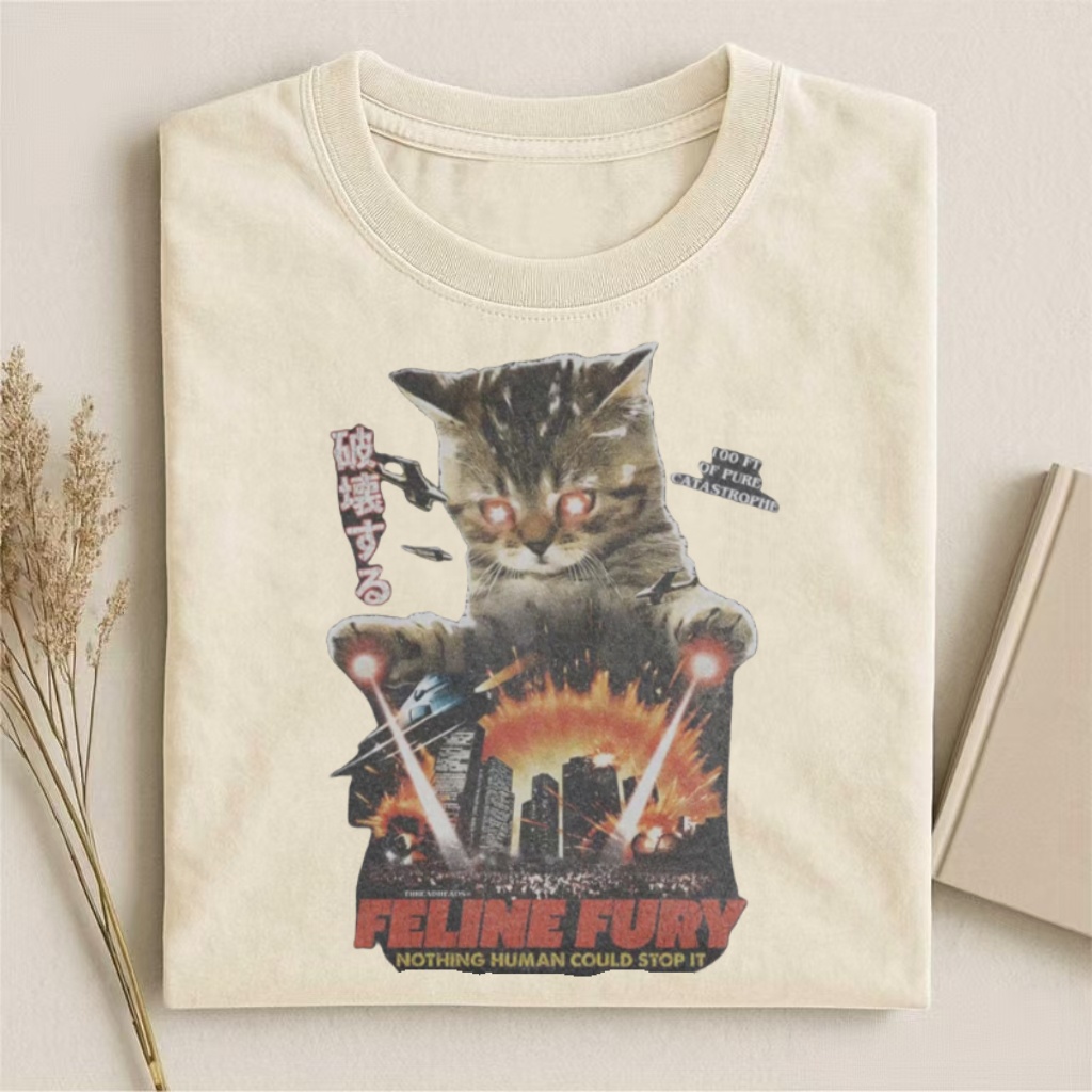 "Feline Fury" Kaiju Cat Movie Poster T-shirt