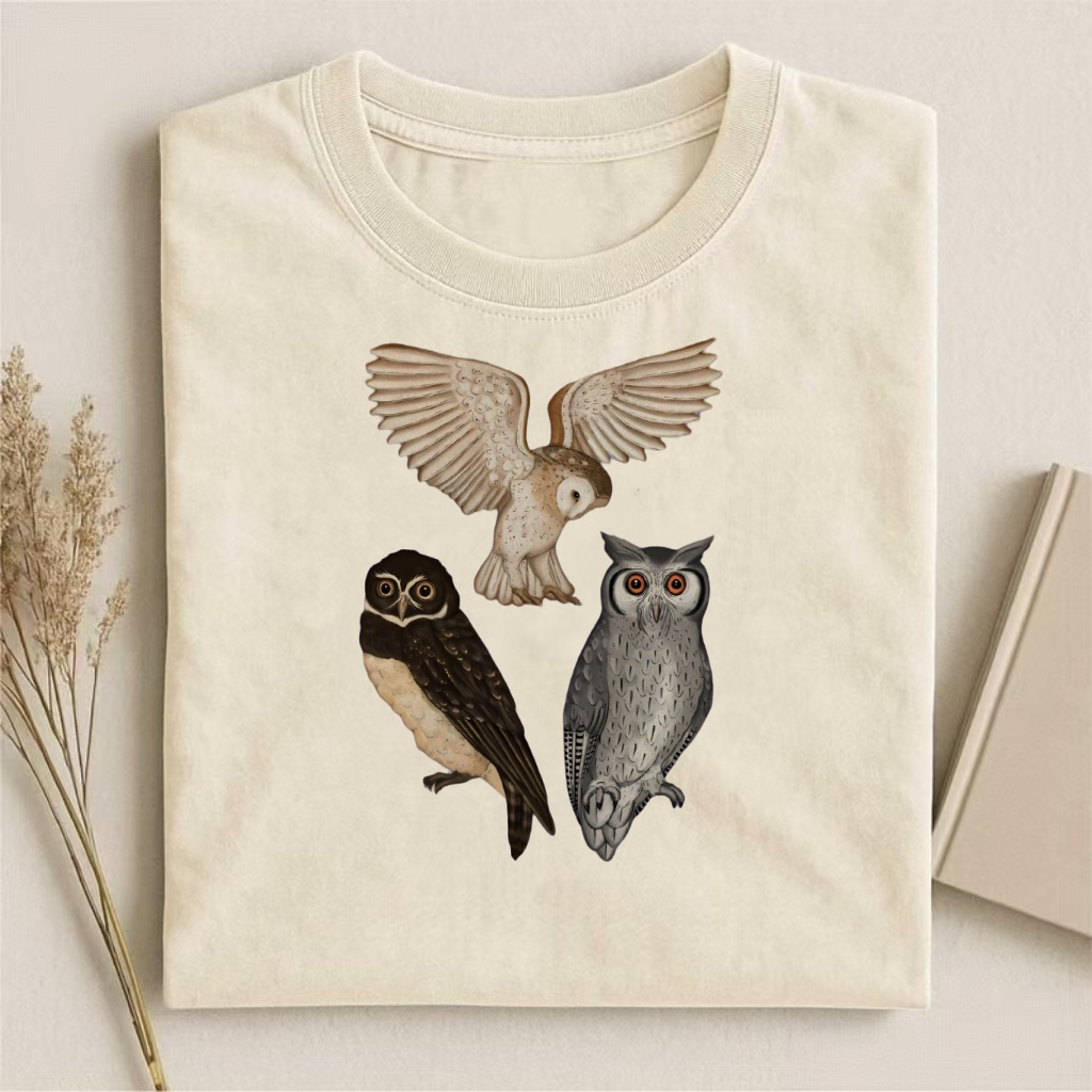 Vintage Owl Species Collage T-shirt