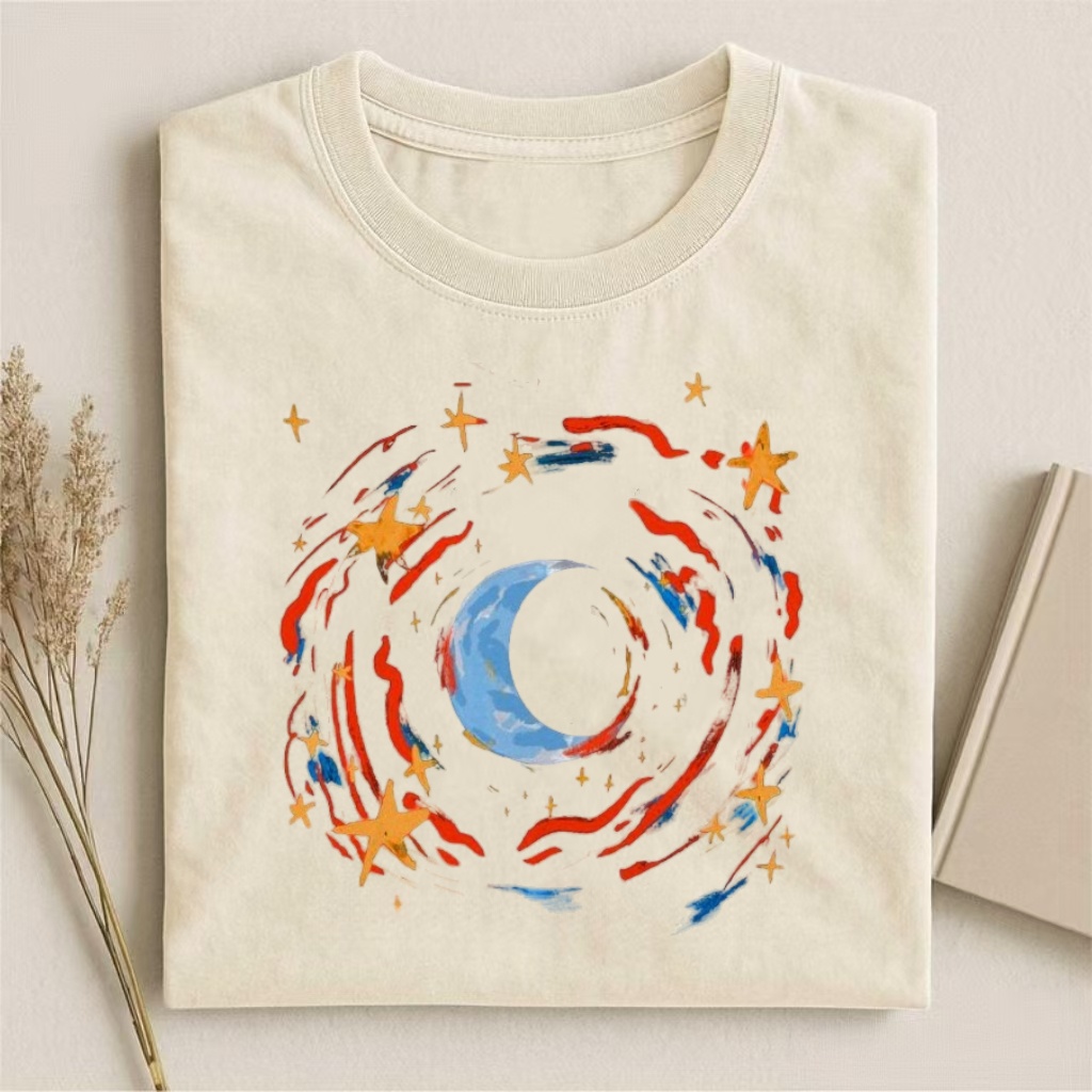 Cosmic Moon & Stars Art T-shirt