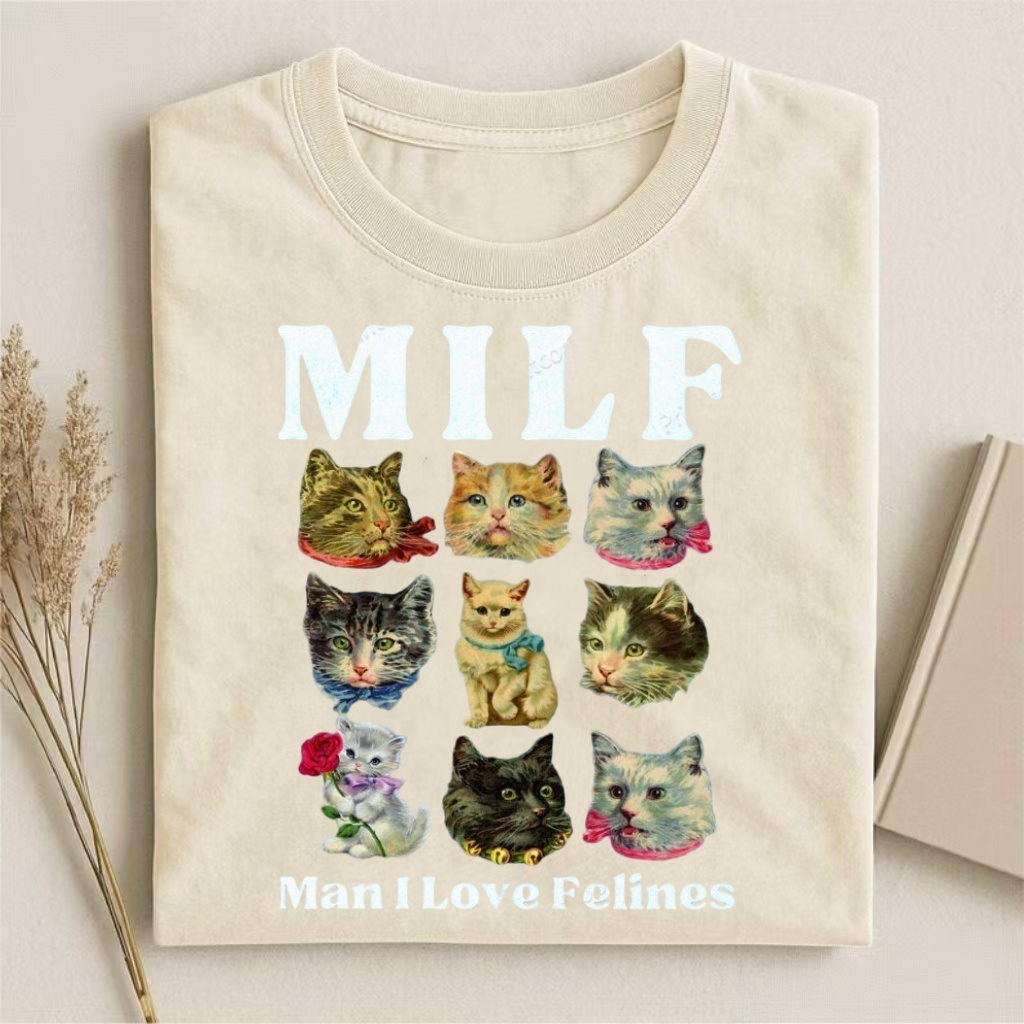 "MILF: Man I Love Felines" Vintage Cat T-shirt