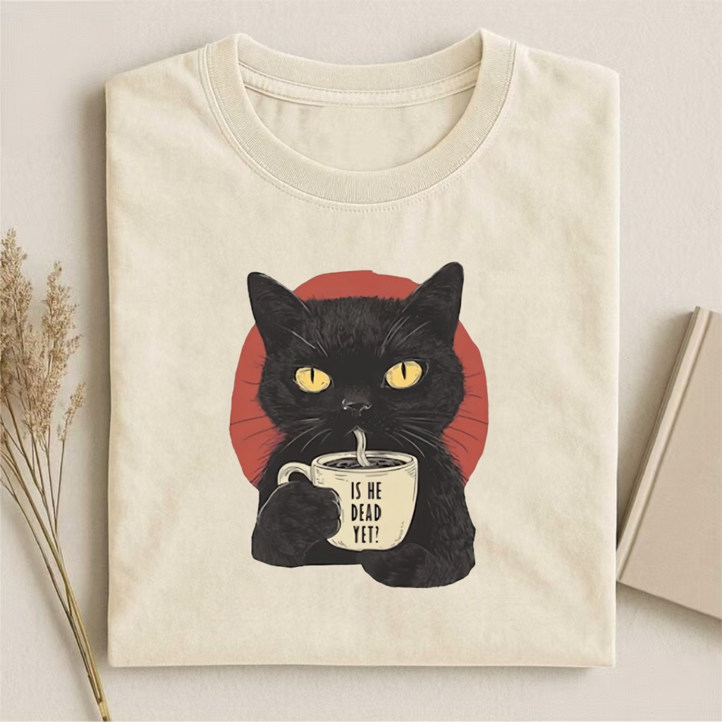 Is He Dead Yet Black Cat T-shirt