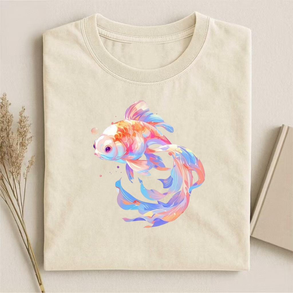 Pastel Rainbow Goldfish Art T-shirt