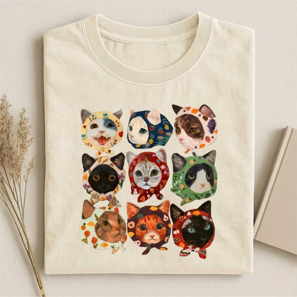 Retro Cats In Bandanas Collage T-shirt