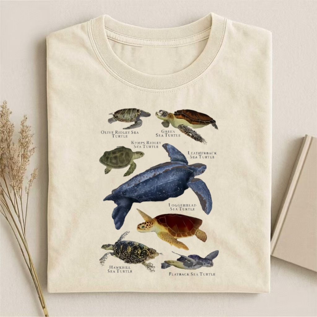 Sea Turtle Species Educational Graphic T-shirt