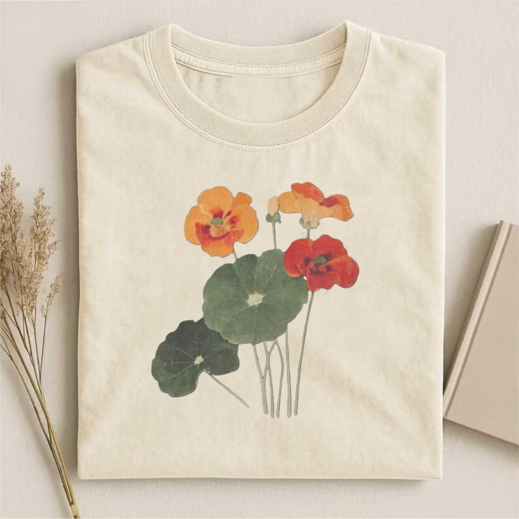 Nasturtium Flower Pressed Art T-shirt