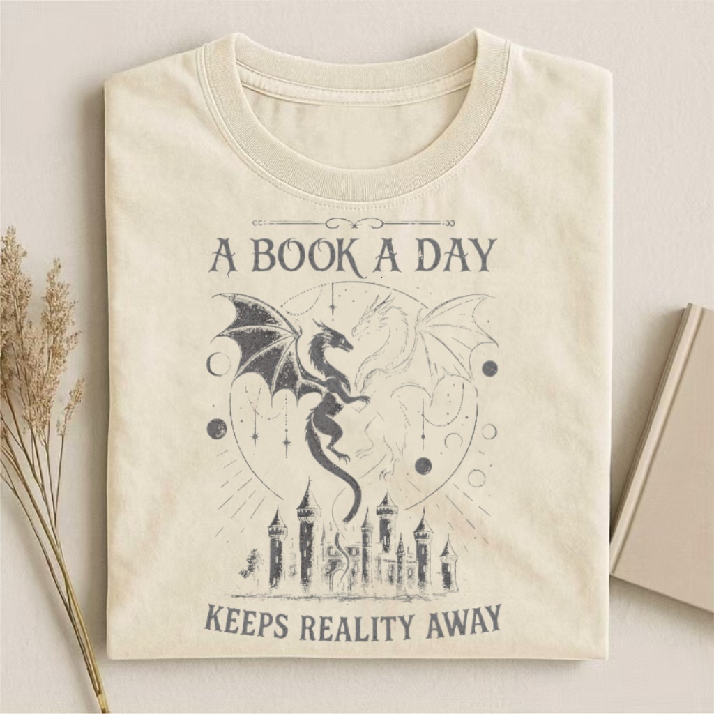 "A Book A Day" Dragon & Castle Fantasy T-shirt