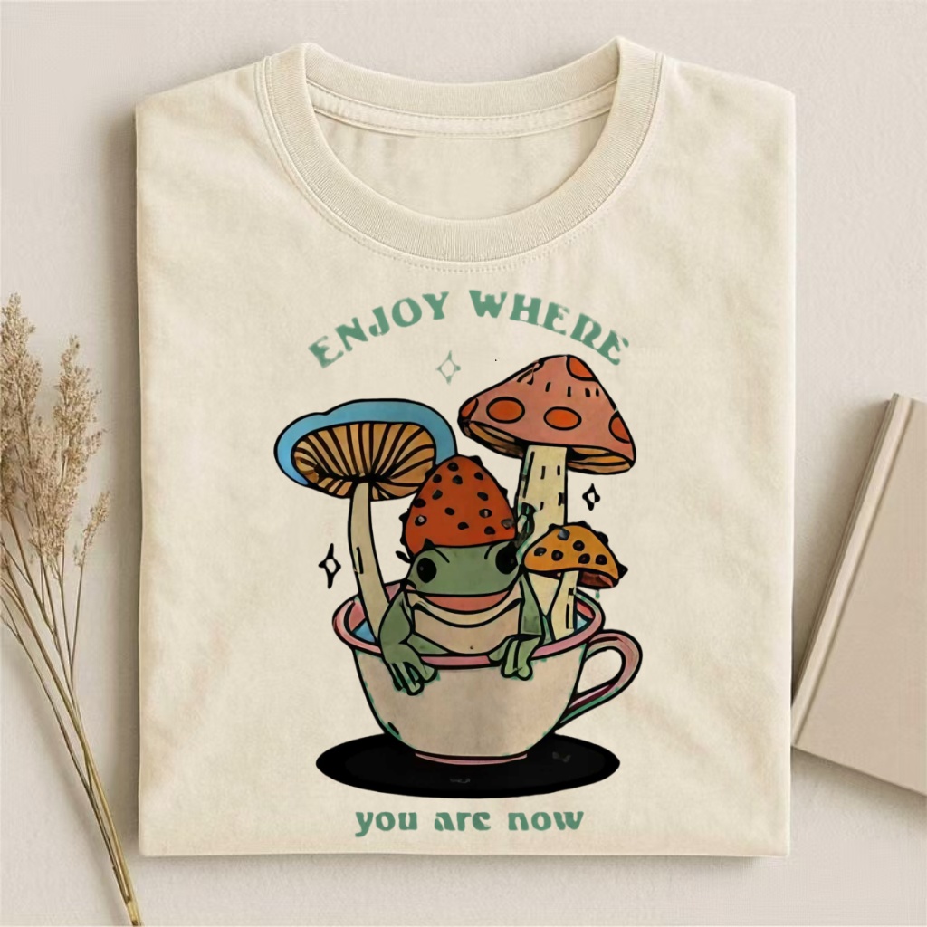 "Enjoy Where You Are Now" Frog & Mushroom T-shirt