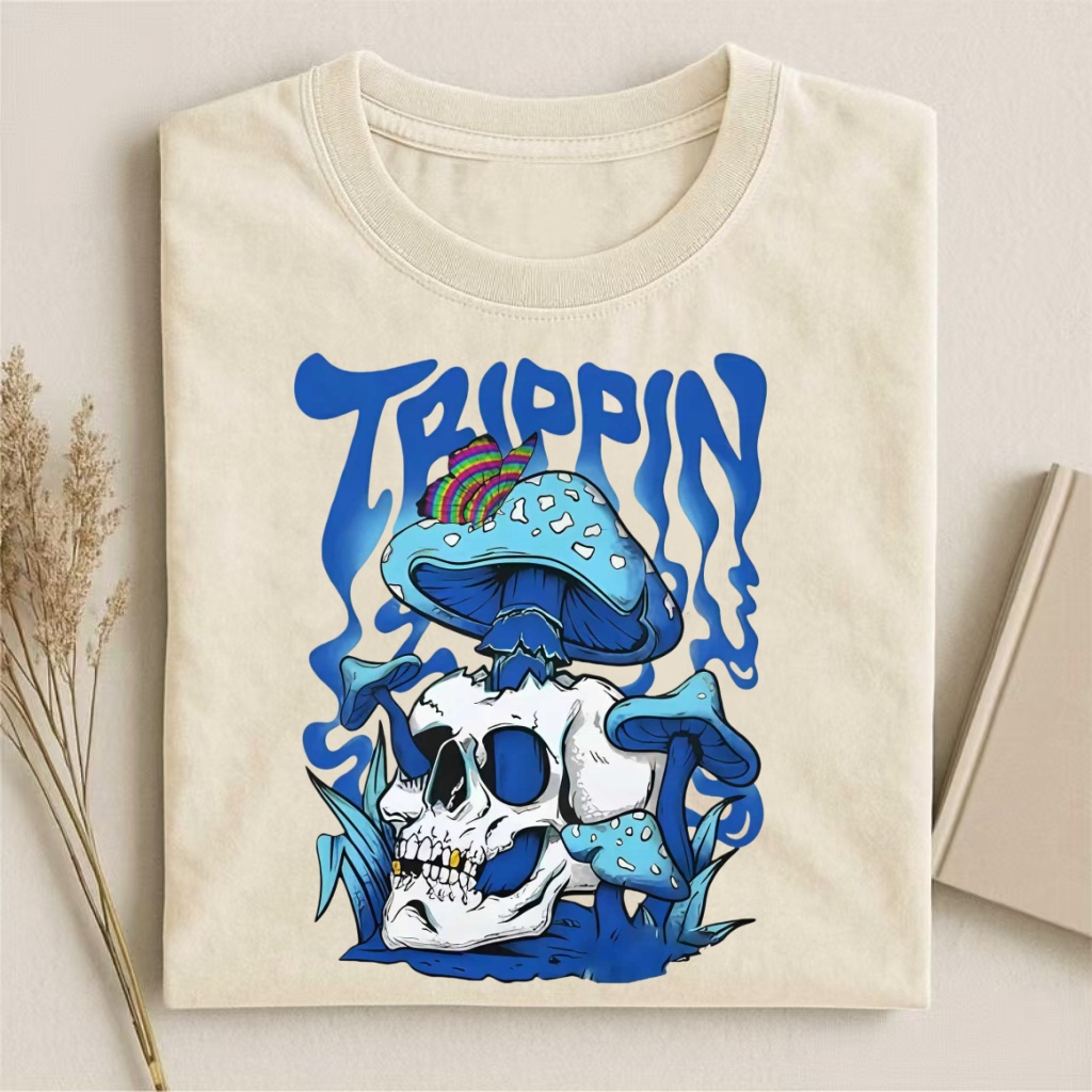 "Trippin" Skull & Mushroom Psychedelic T-shirt