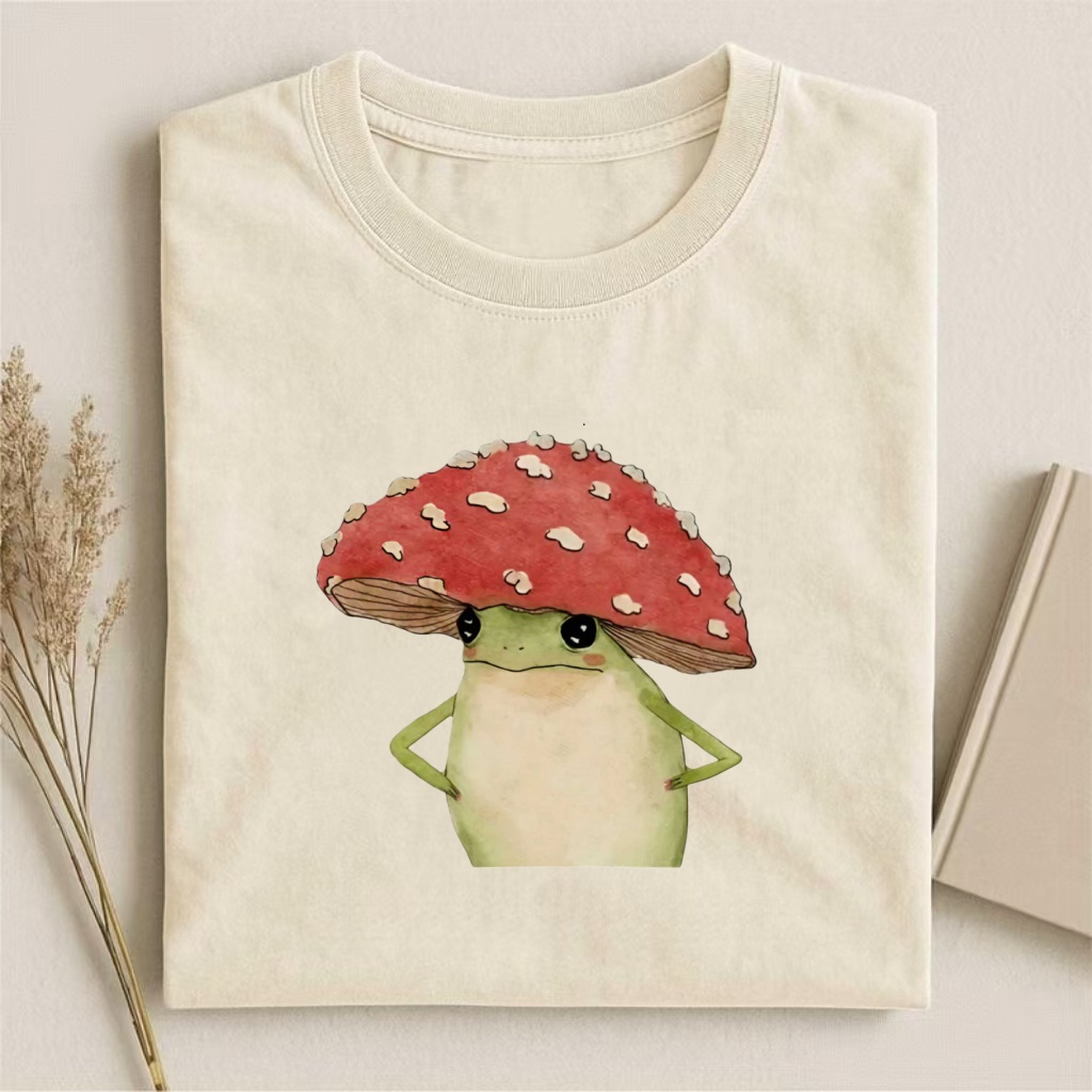 Mushroom Hat Frog Cute Watercolor T-shirt