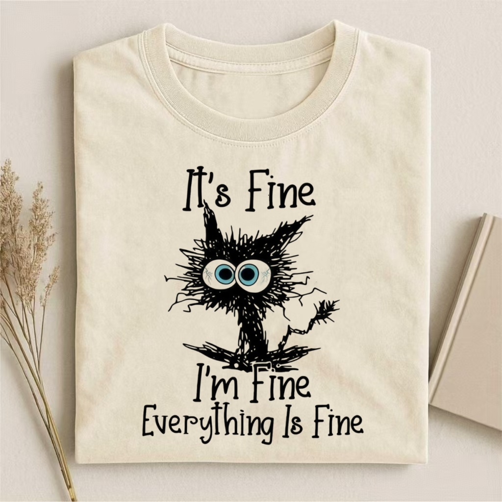 "Everything Is Fine" Spooky Cat Meme T-shirt