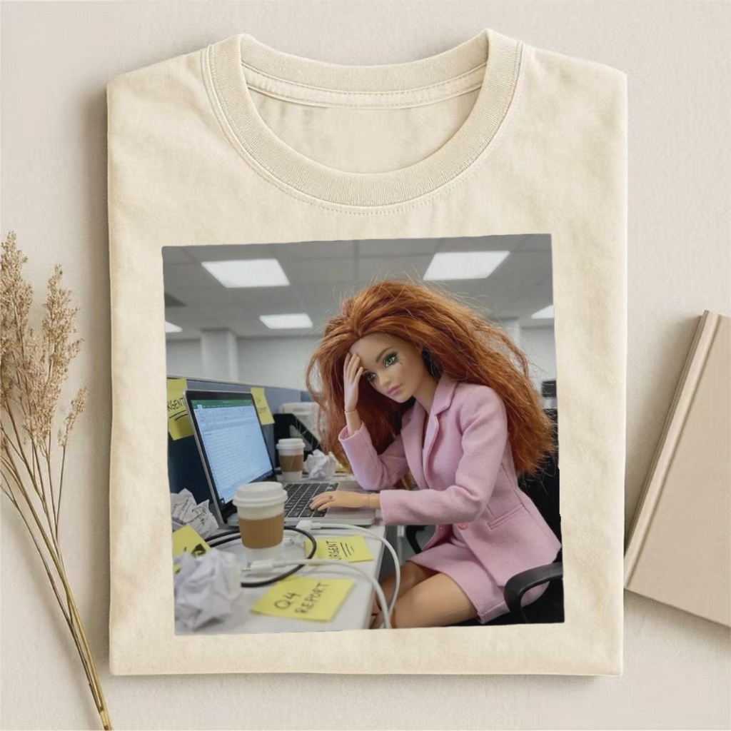 Stressed Office Barbie Meme T-shirt