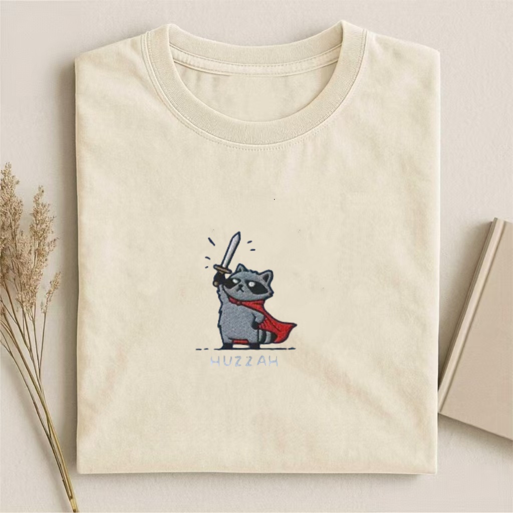 Huzzah Raccoon Embroidered T-shirt