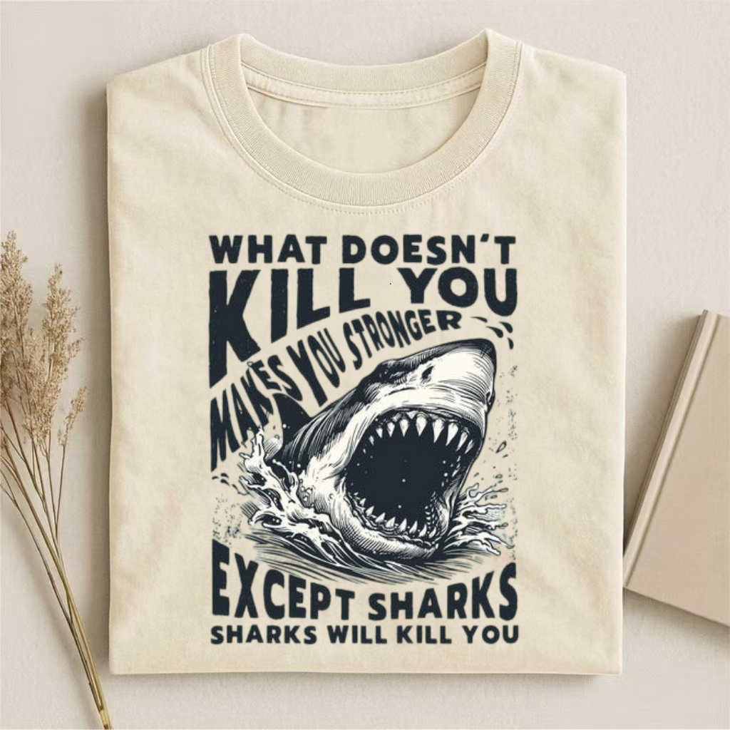 "Except Sharks" Funny Shark Quote T-shirt