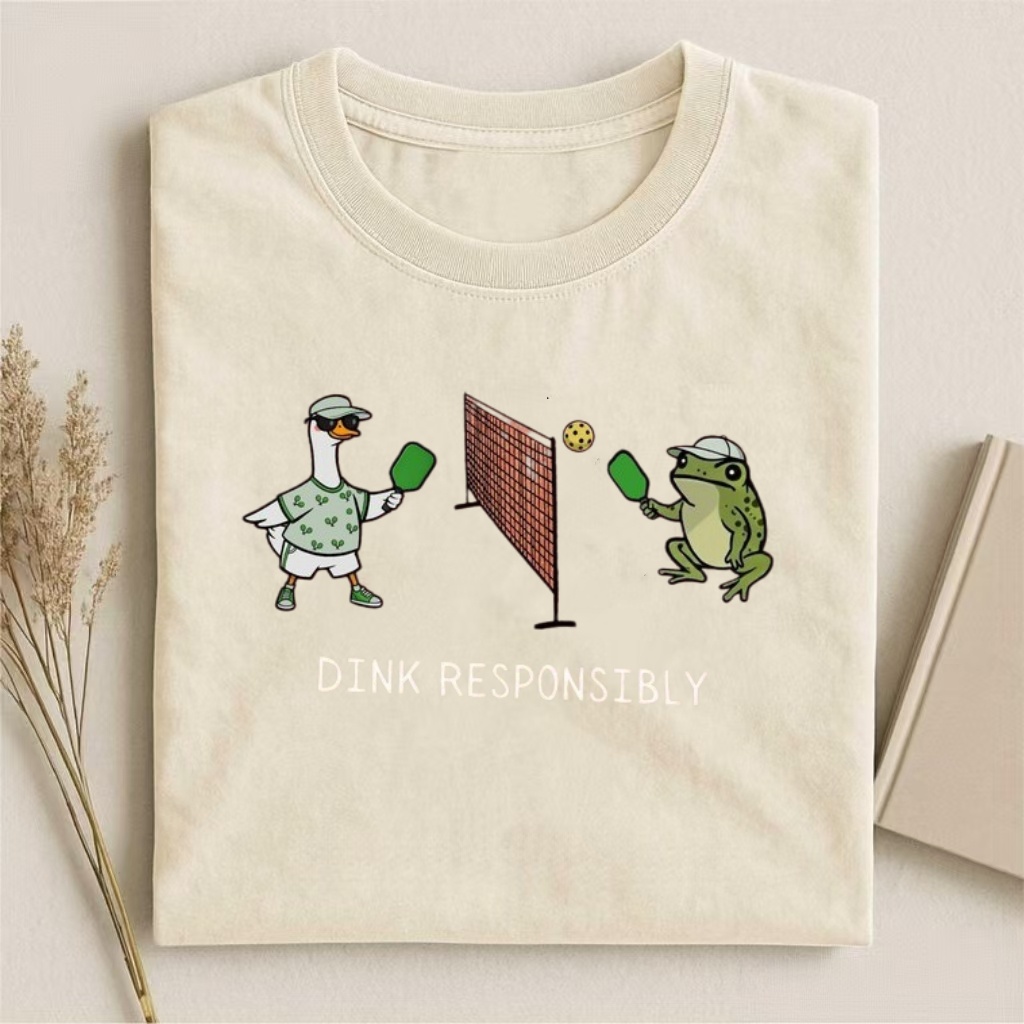 "Dink Responsibly" Duck & Frog Pickleball T-shirt